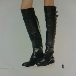 Sam Edelman Boots Over the Knee Studded Leather Gray/8M